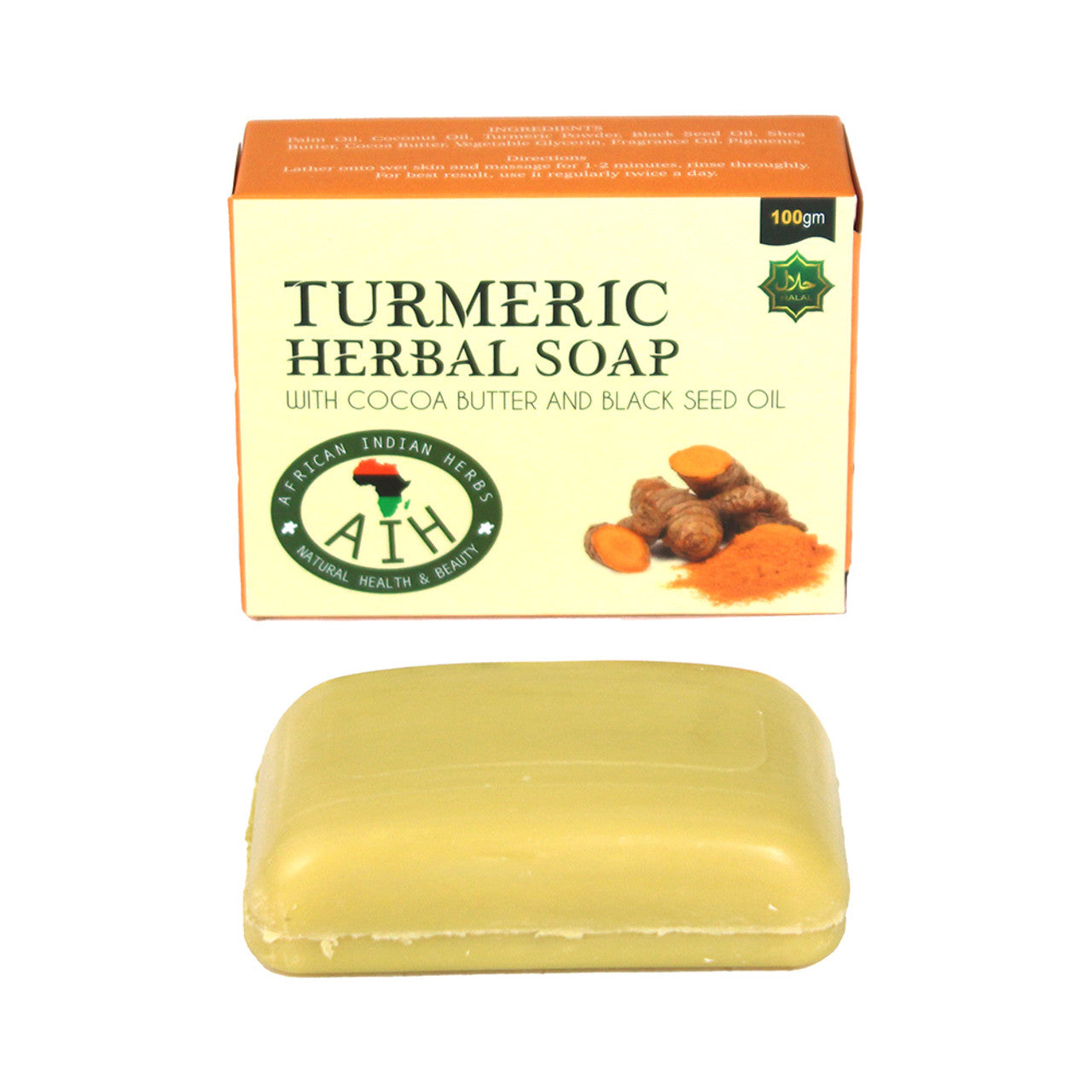 African Indian Herbs (AIH): Turmeric Herbal Soap - 3.5 oz.